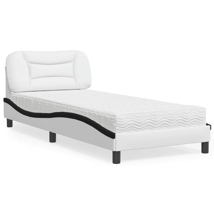 seng med madras Hvar 90x190 cm kunstlæder hvid og sort