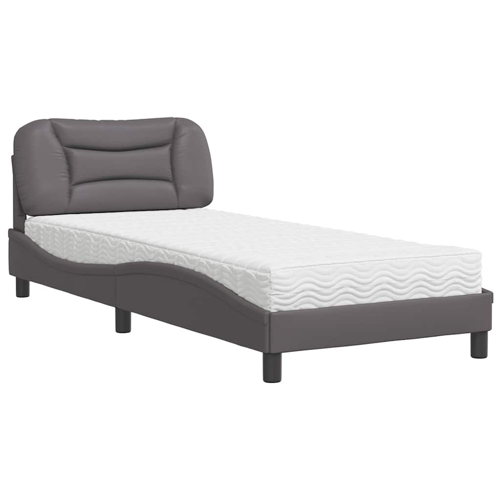 seng med madras Hvar 90x200 cm kunstlæder grå