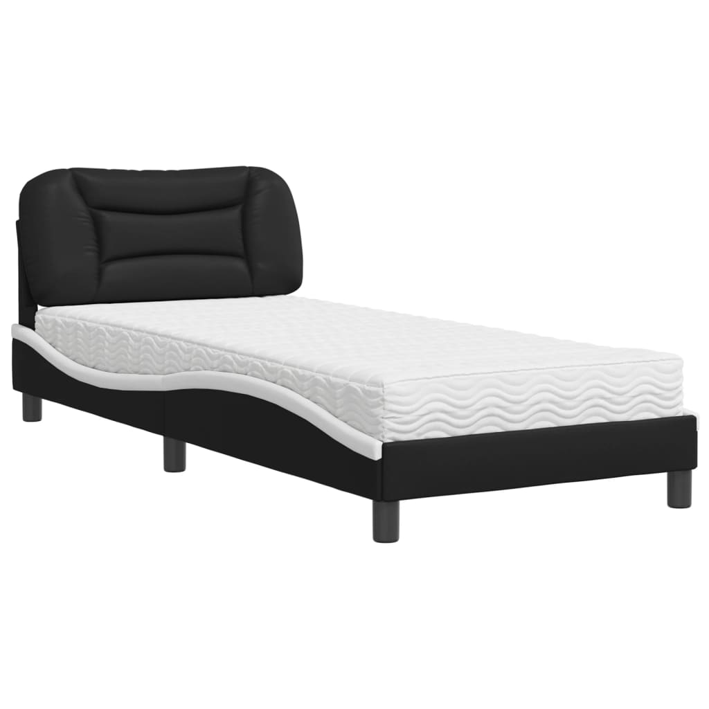 seng med madras Hvar 90x200 cm kunstlæder sort og hvid