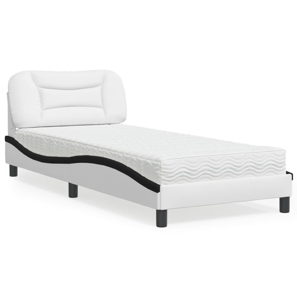 seng med madras Hvar 90x200 cm kunstlæder sort og hvid