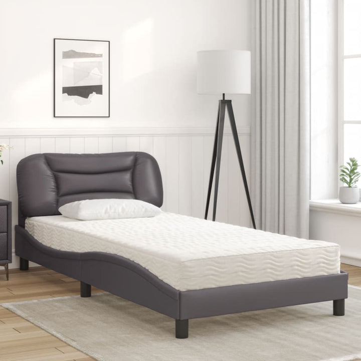 seng med madras Hvar 100x200 cm kunstlæder grå