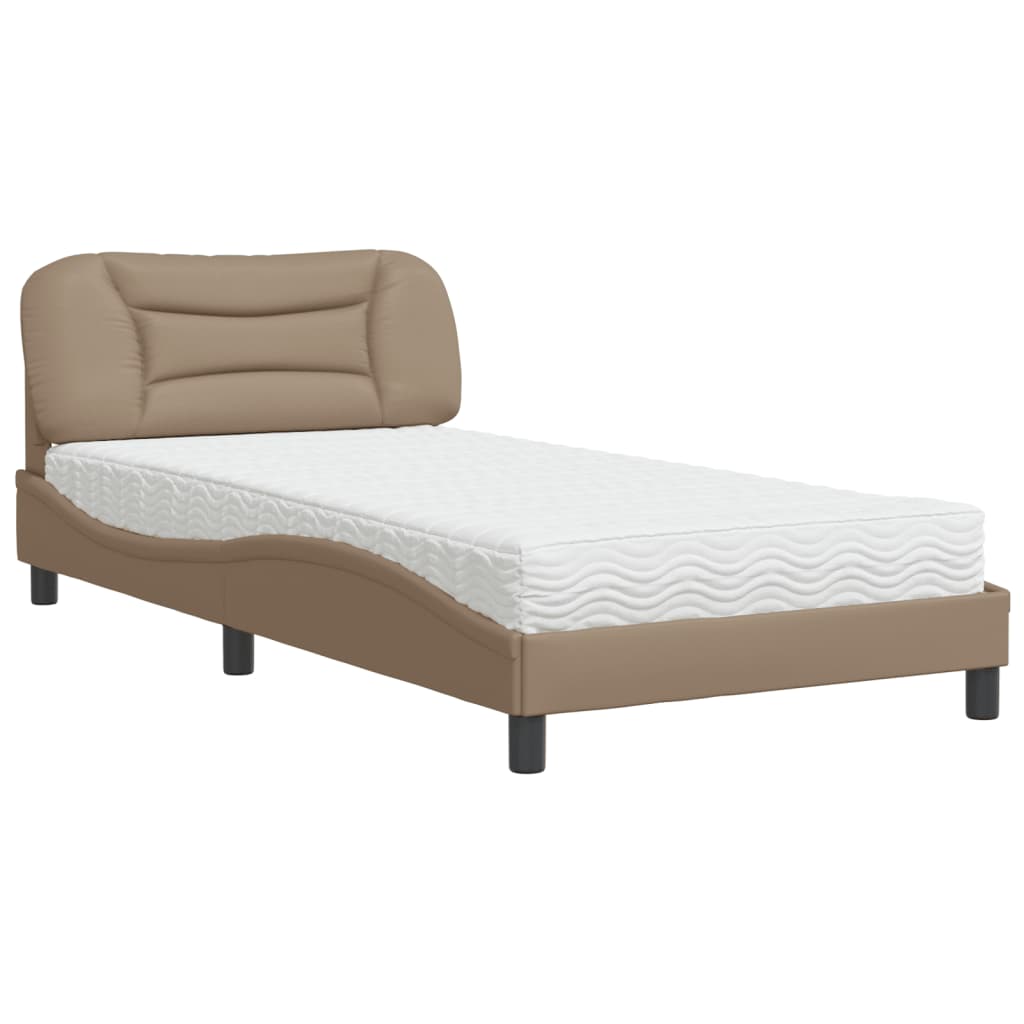 seng med madras Hvar 100x200 cm kunstlæder cappuccinofarvet