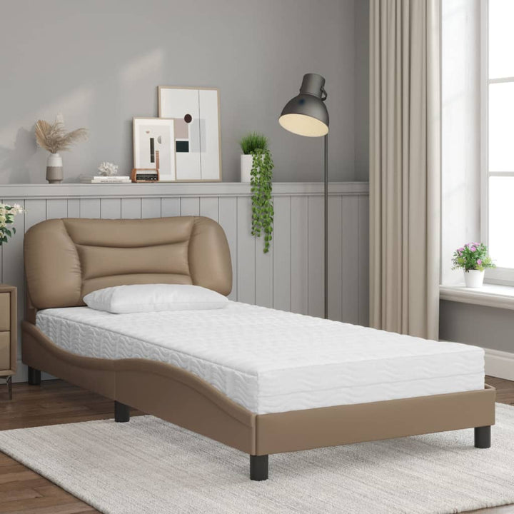 seng med madras Hvar 100x200 cm kunstlæder cappuccinofarvet
