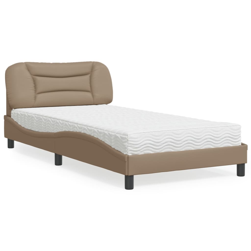 seng med madras Hvar 100x200 cm kunstlæder cappuccinofarvet