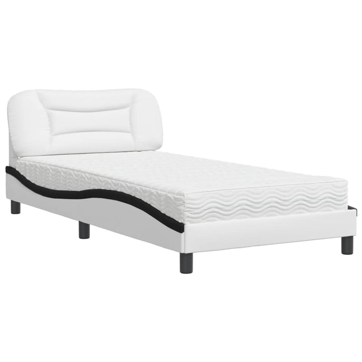 seng med madras Hvar 100x200 cm kunstlæder hvid og sort