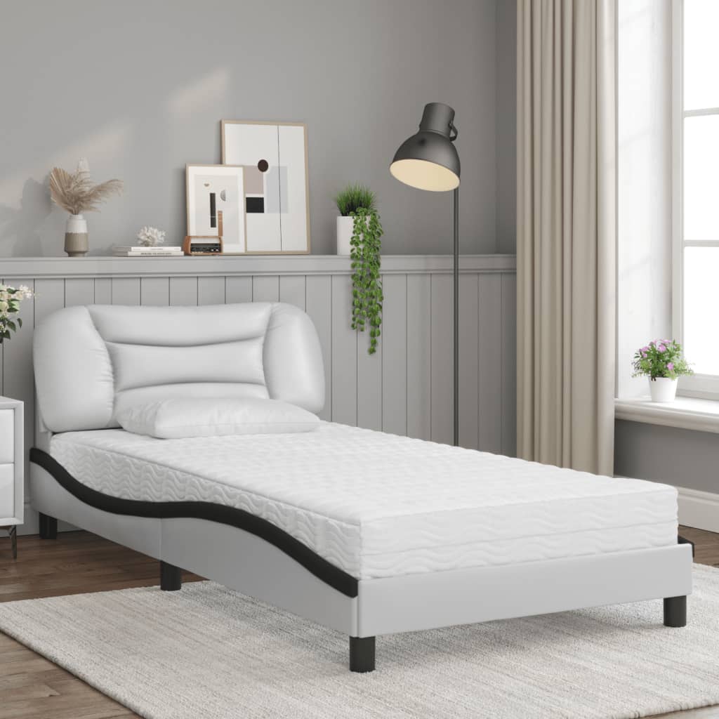 seng med madras Hvar 100x200 cm kunstlæder hvid og sort