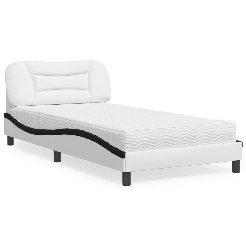 seng med madras Hvar 100x200 cm kunstlæder hvid og sort