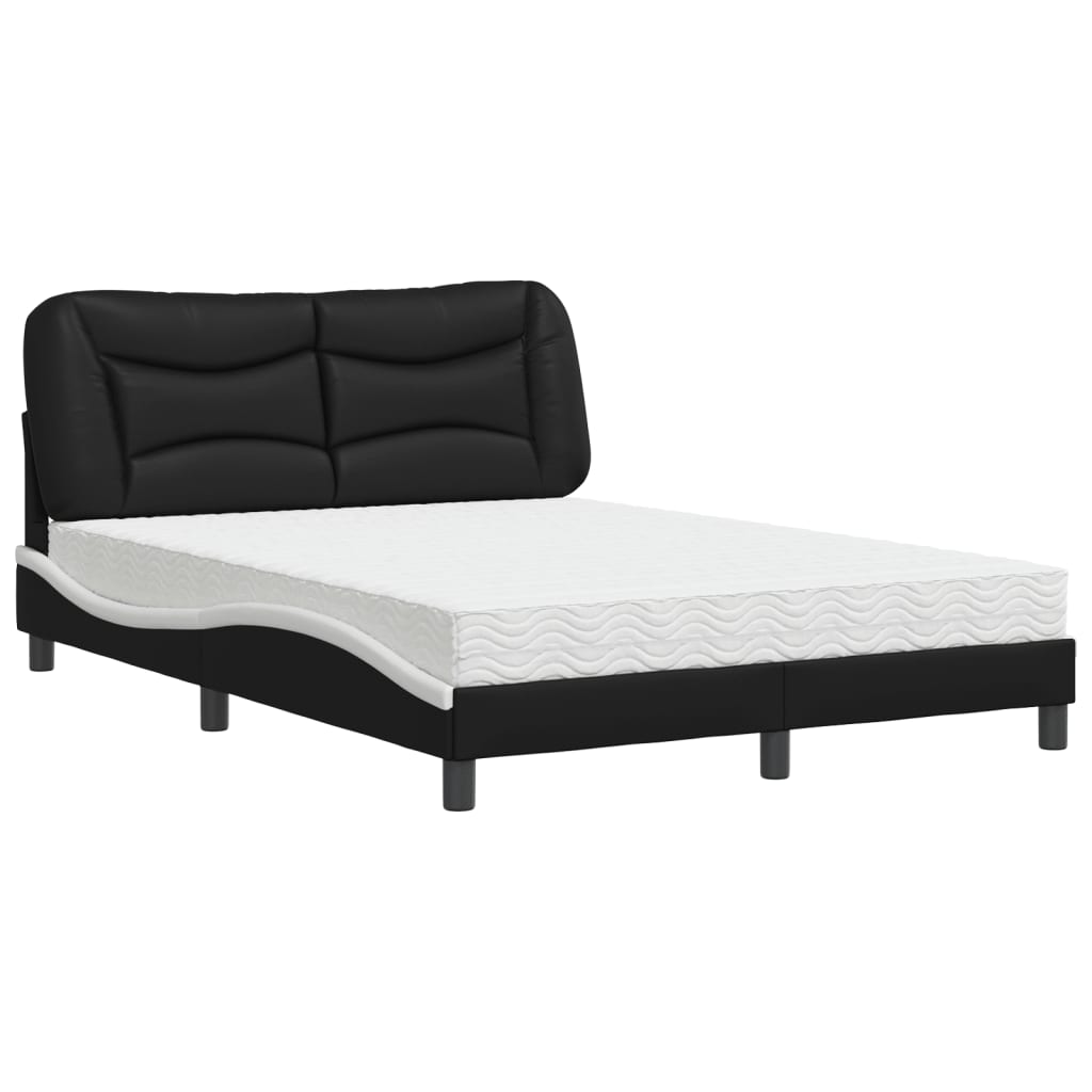 seng med madras Hvar 140x190 cm kunstlæder sort og hvid