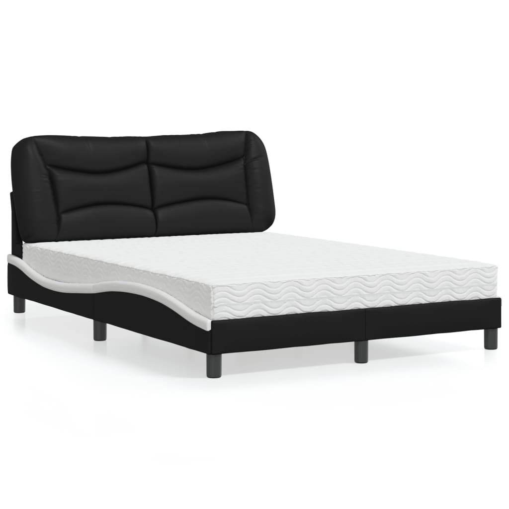 seng med madras Hvar 140x190 cm kunstlæder sort og hvid