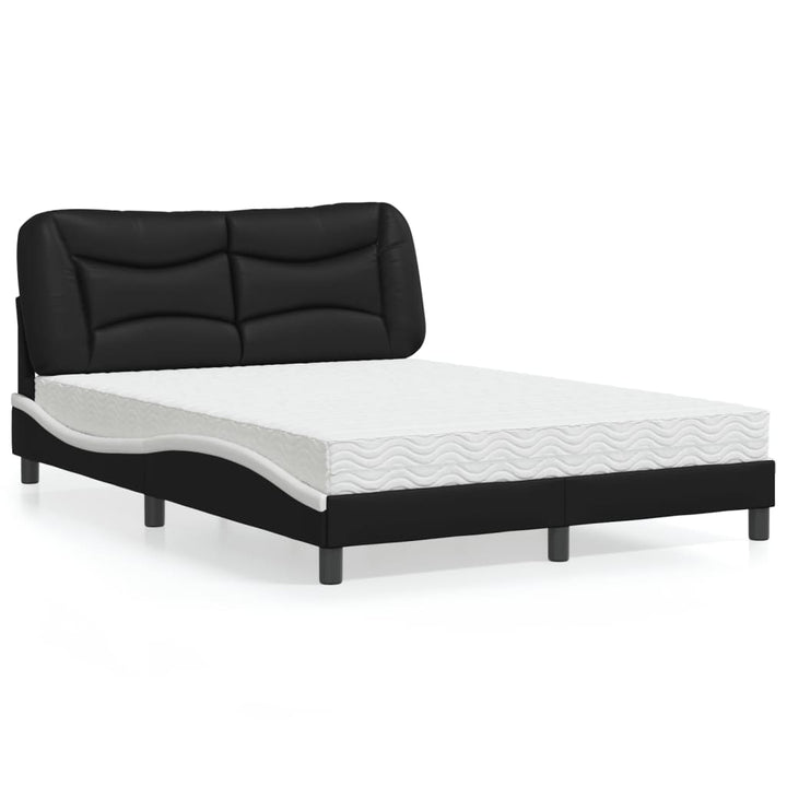 seng med madras Hvar 140x190 cm kunstlæder sort og hvid