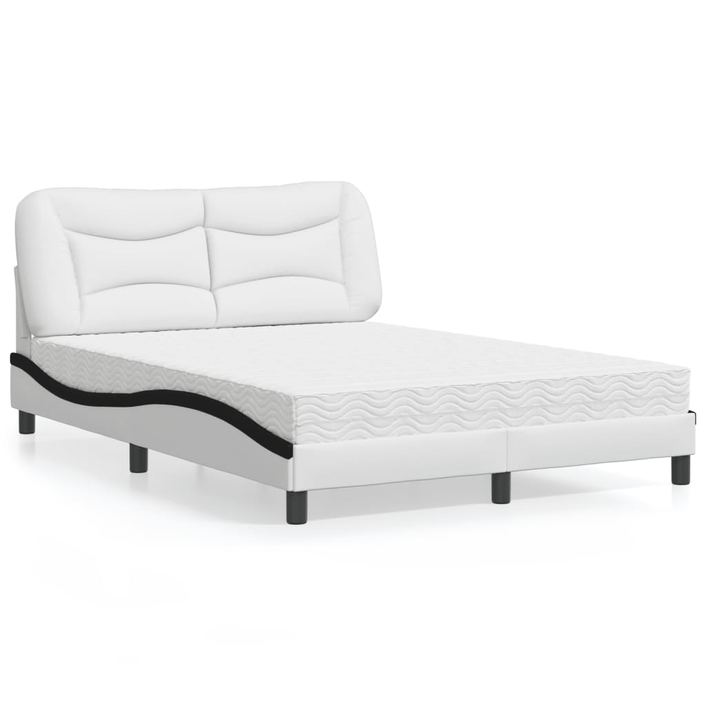 seng med madras Hvar 140x190 cm kunstlæder hvid og sort