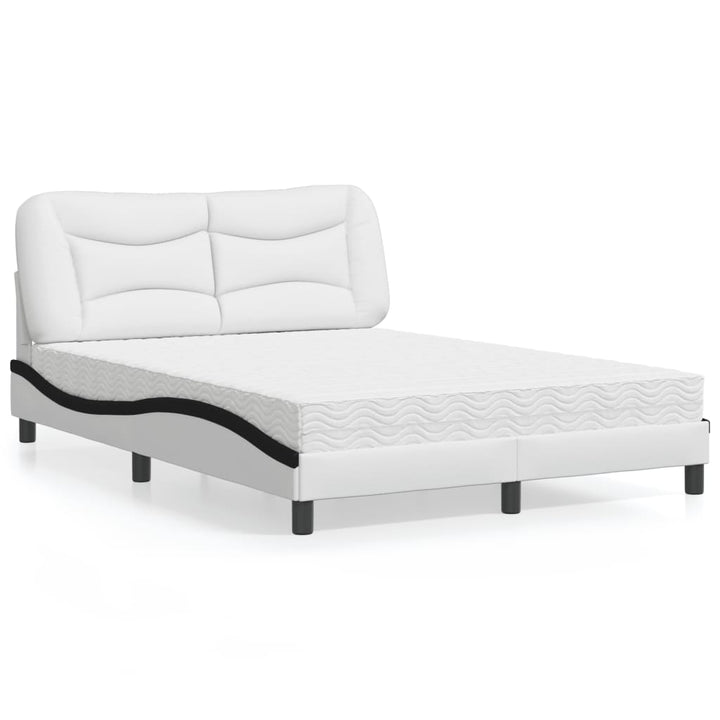 seng med madras Hvar 140x190 cm kunstlæder hvid og sort