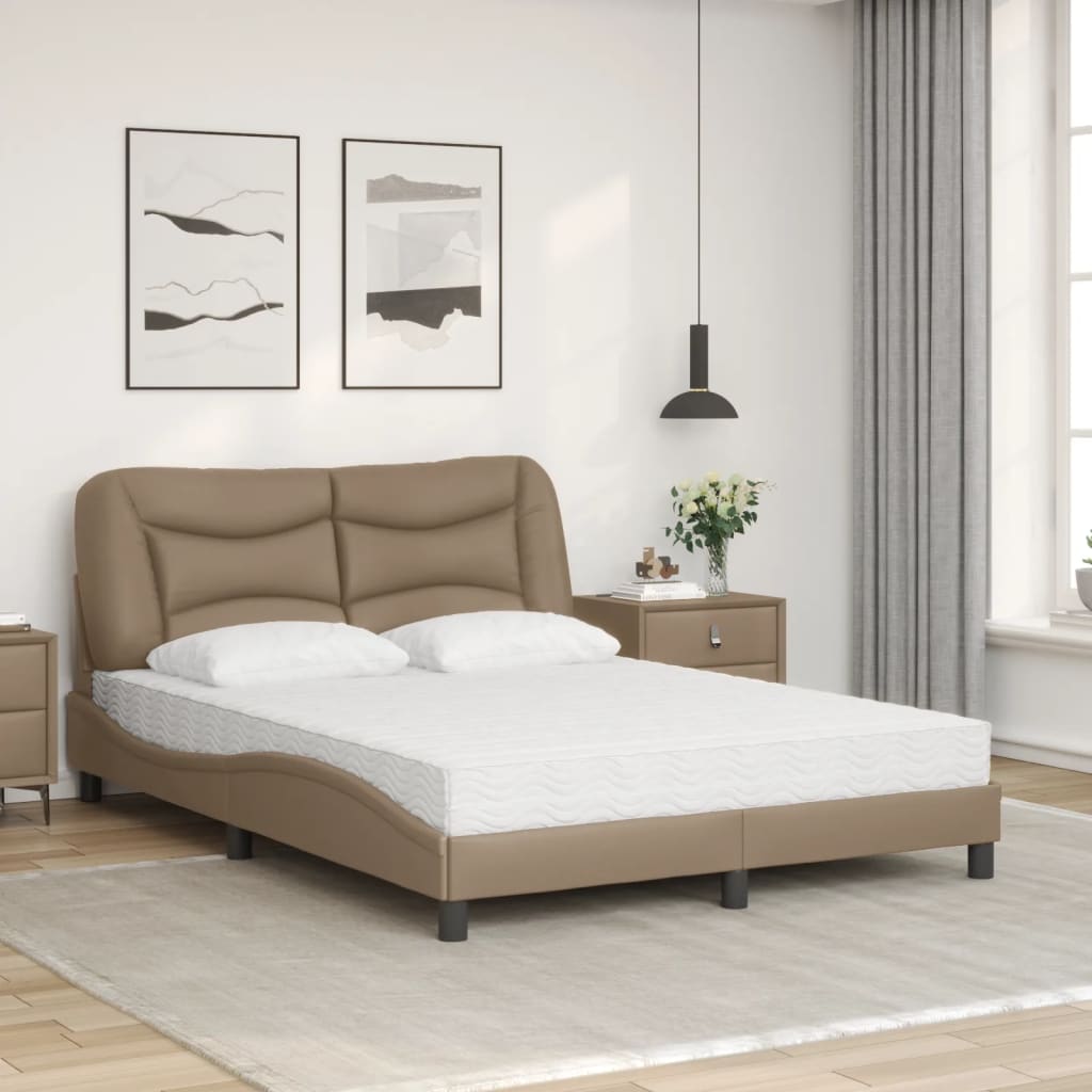 seng med madras Hvar 140x200 cm kunstlæder cappuccinofarvet