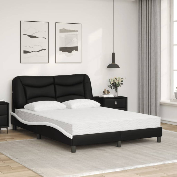 seng med madras Hvar 140x200 cm kunstlæder sort og hvid