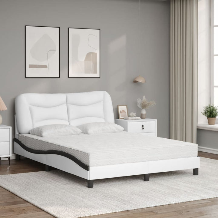 seng med madras Hvar 140x200 cm kunstlæder hvid og sort