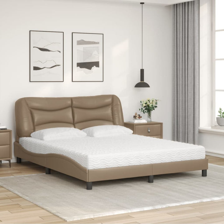 seng med madras Hvar 160x200 cm kunstlæder cappuccinofarvet