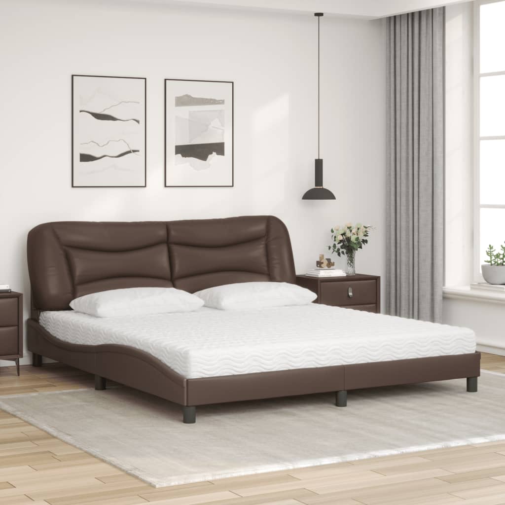 seng med madras Hvar 180x200 cm kunstlæder brun