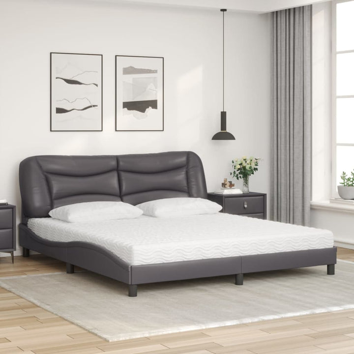 seng med madras Hvar 180x200 cm kunstlæder grå