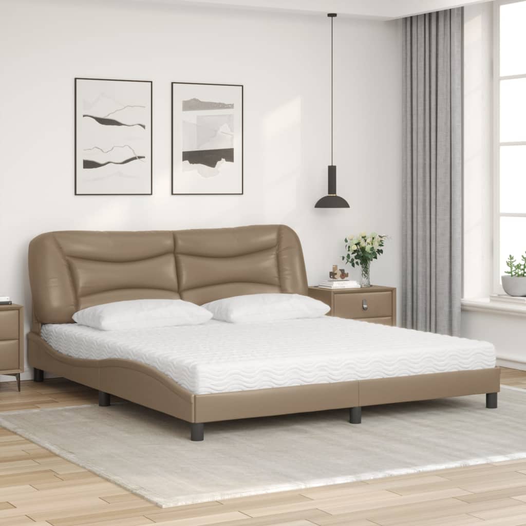 seng med madras Hvar 180x200 cm kunstlæder cappuccinofarvet