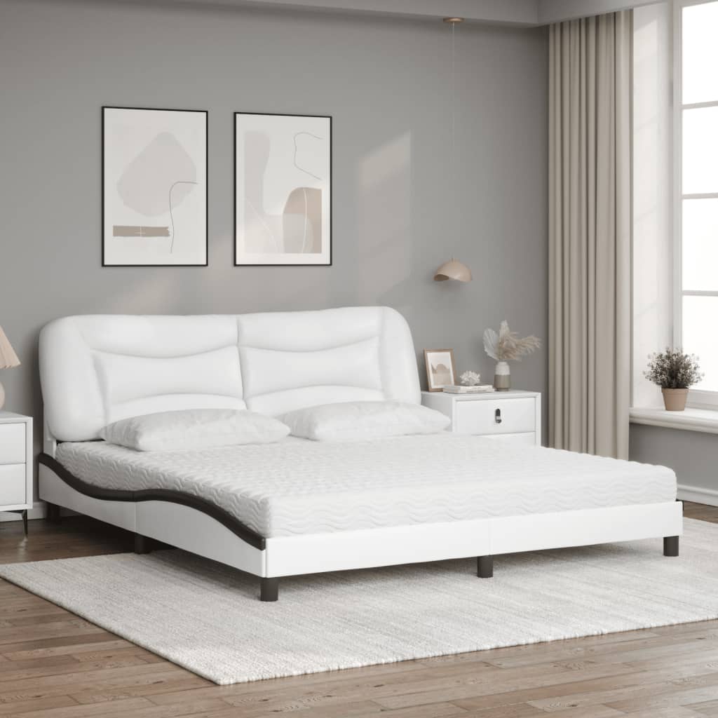 seng med madras Hvar 180x200 cm kunstlæder hvid og sort