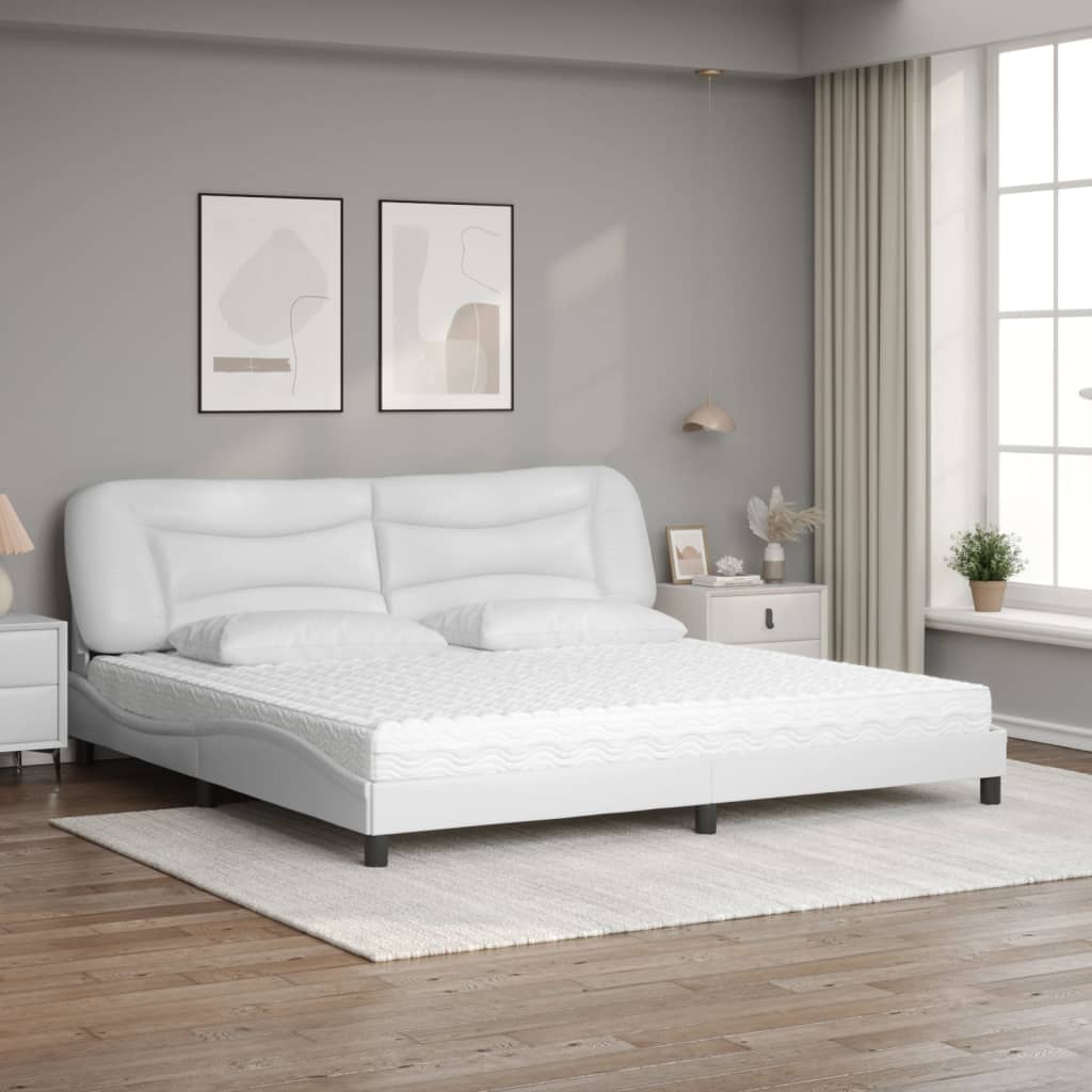 seng med madras Hvar 200x200 cm kunstlæder hvid