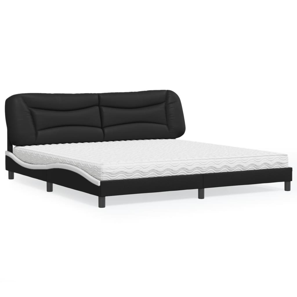 seng med madras Hvar 200x200 cm kunstlæder sort og hvid