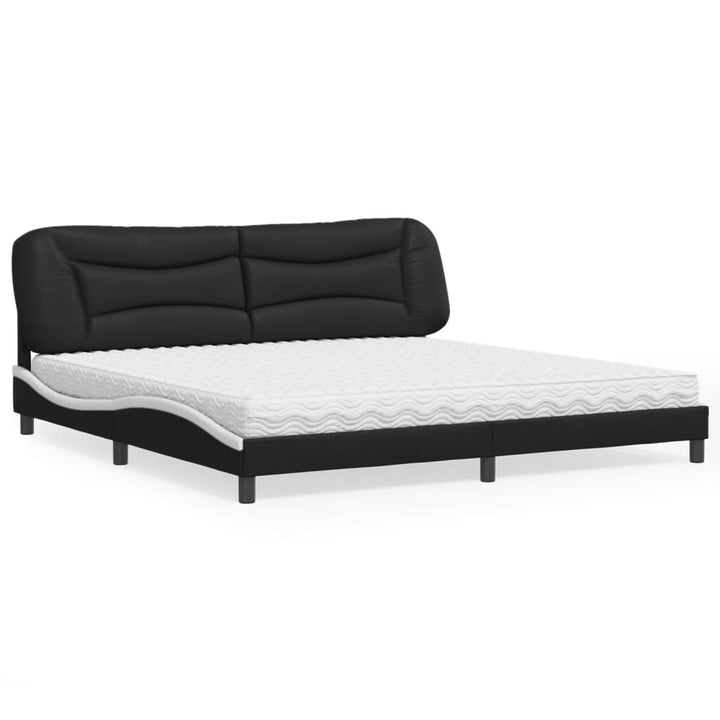 seng med madras Hvar 200x200 cm kunstlæder sort og hvid