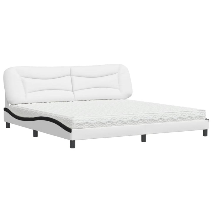 seng med madras Hvar 200x200 cm kunstlæder hvid og sort