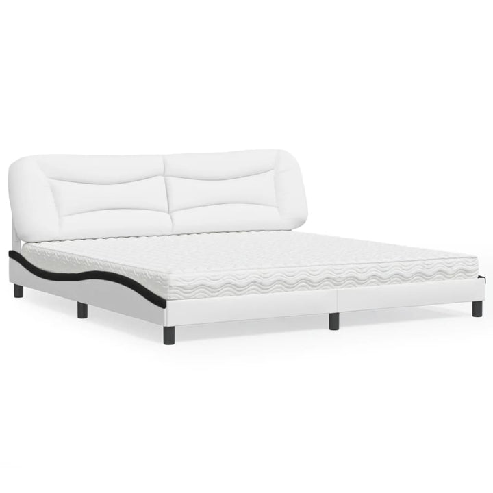 seng med madras Hvar 200x200 cm kunstlæder hvid og sort