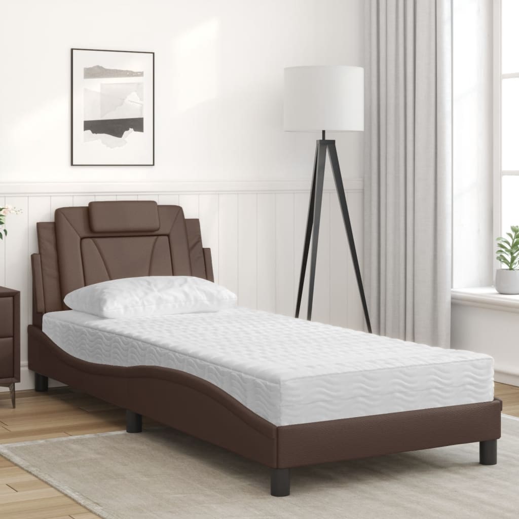 seng Viana med madras 80x200 cm kunstlæder brun