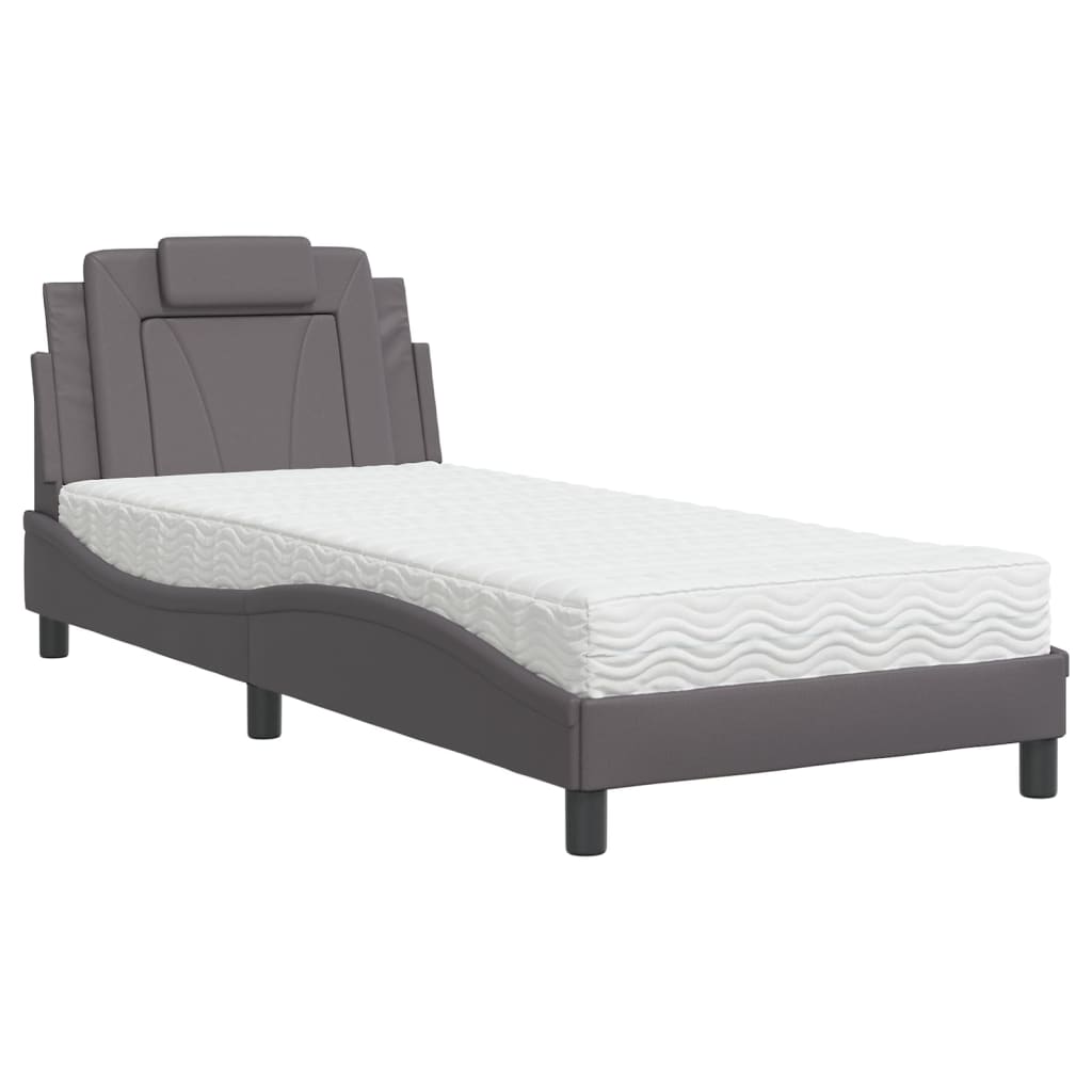 seng Viana med madras 80x200 cm kunstlæder grå