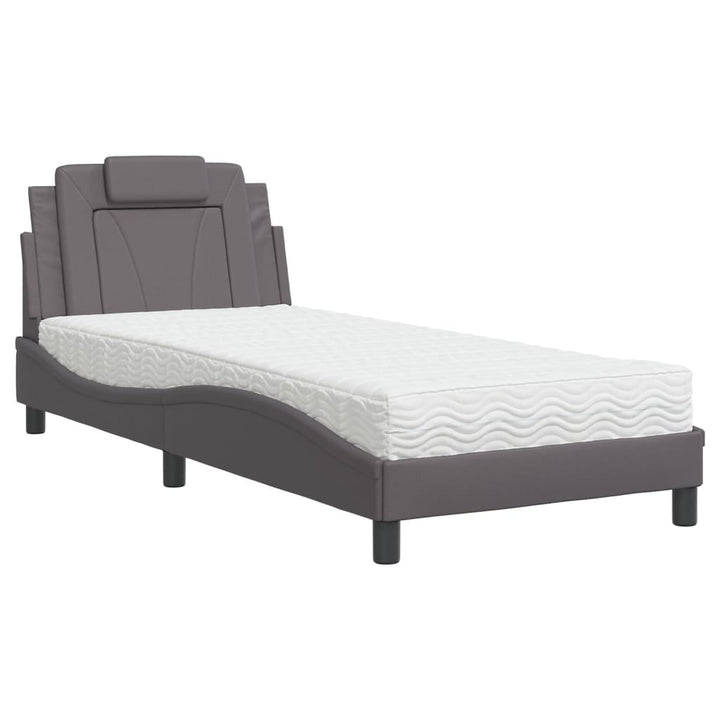 seng Viana med madras 80x200 cm kunstlæder grå
