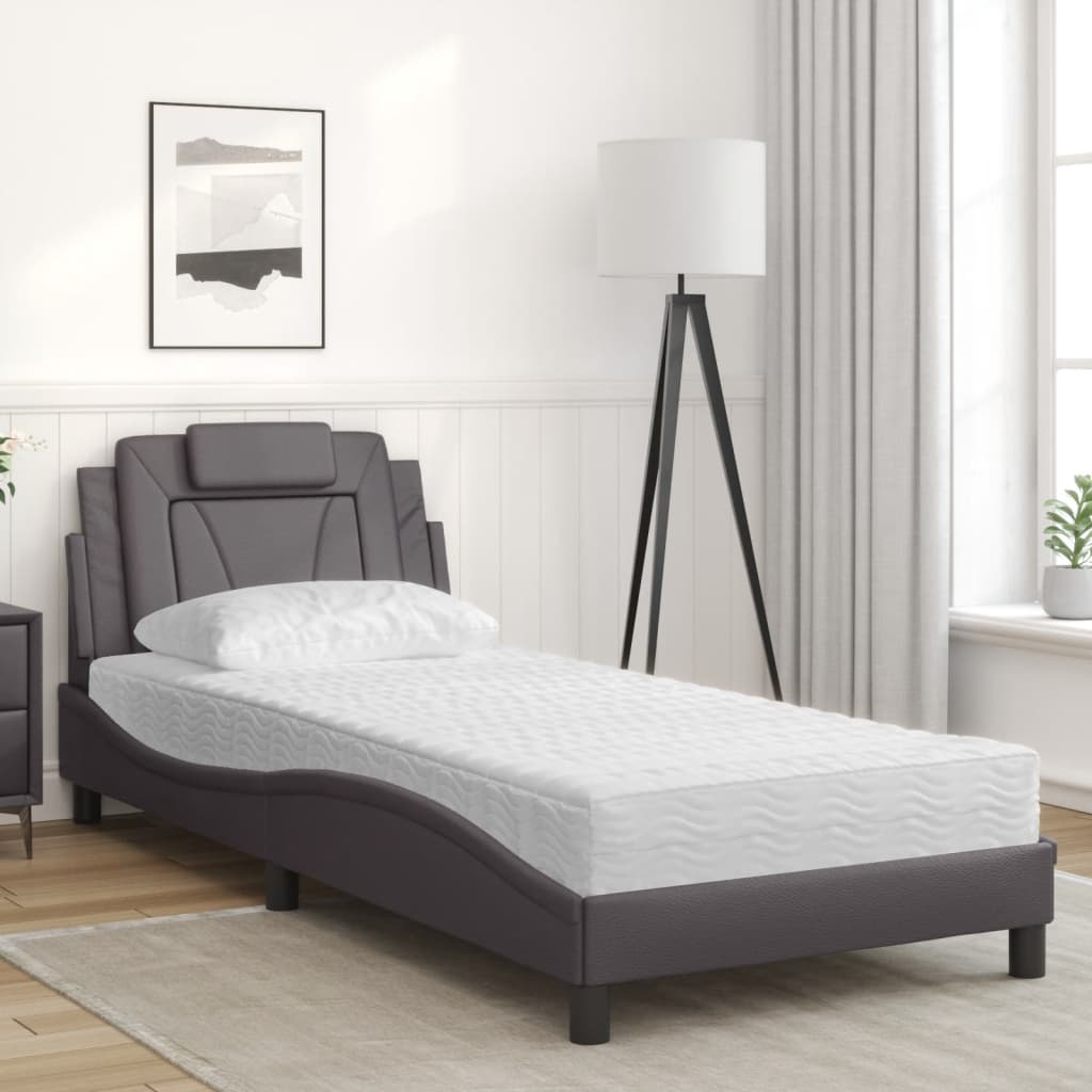 seng Viana med madras 80x200 cm kunstlæder grå
