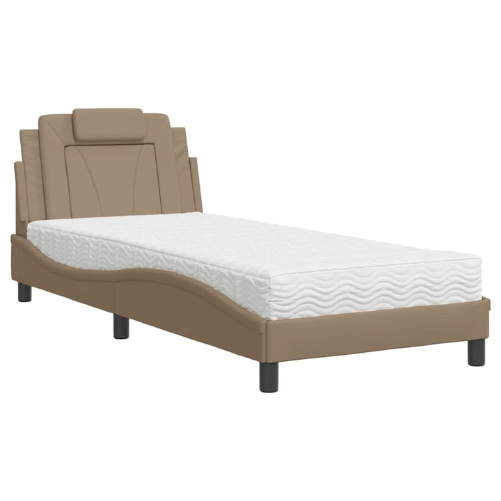 seng Viana med madras 80x200 cm kunstlæder cappuccinofarvet