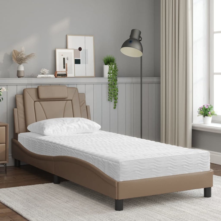 seng Viana med madras 80x200 cm kunstlæder cappuccinofarvet