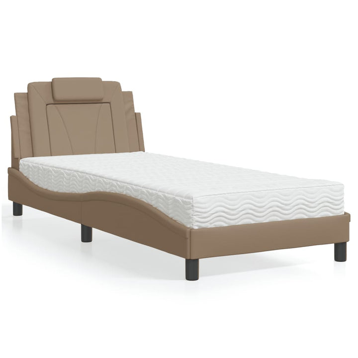 seng Viana med madras 80x200 cm kunstlæder cappuccinofarvet