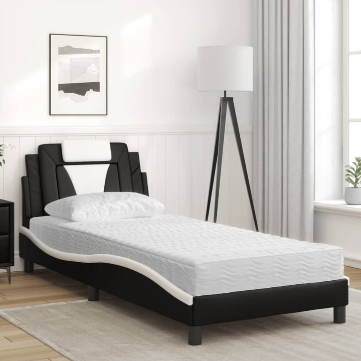 seng Viana med madras 80x200 cm kunstlæder sort og hvid