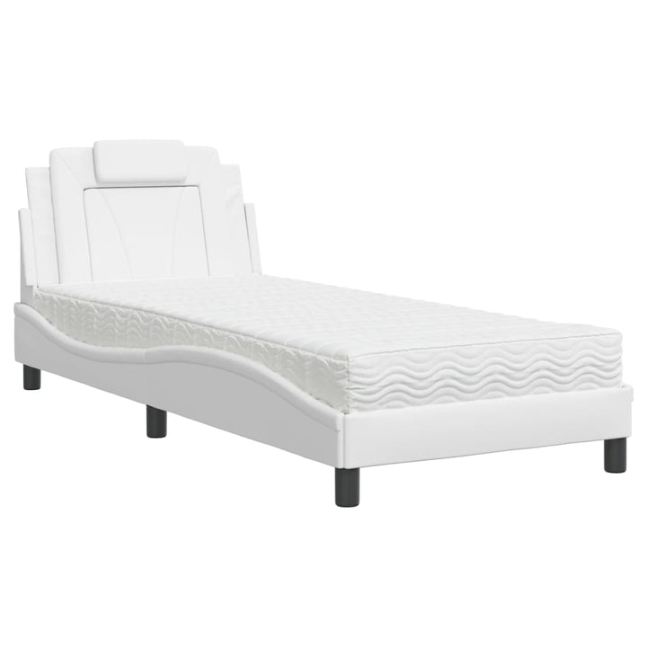 seng Viana med madras 90x190 cm kunstlæder hvid
