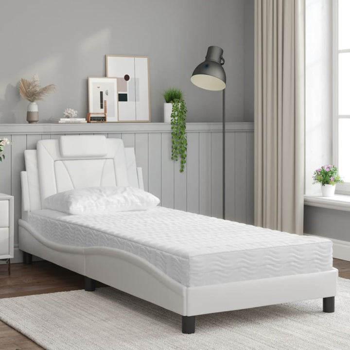 seng Viana med madras 90x190 cm kunstlæder hvid