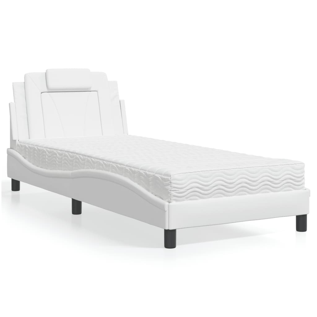 seng Viana med madras 90x190 cm kunstlæder hvid