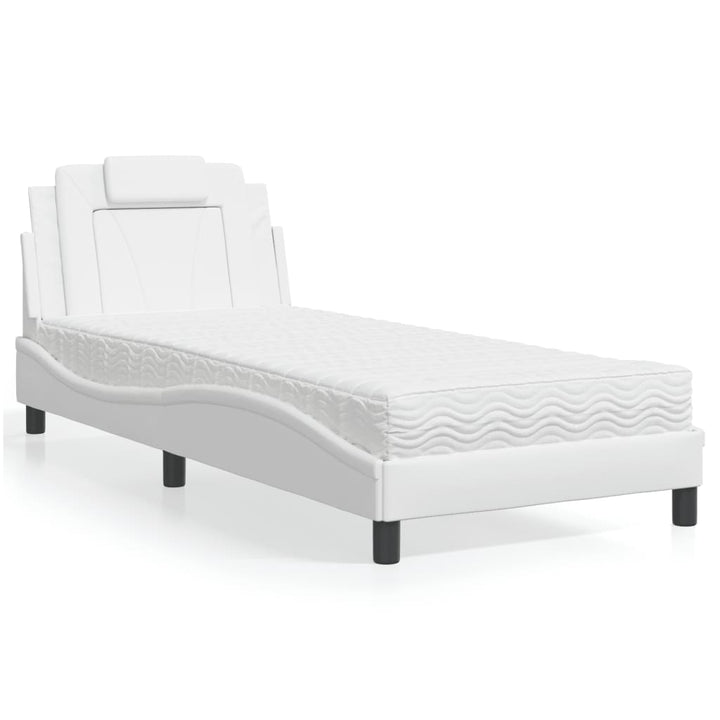seng Viana med madras 90x190 cm kunstlæder hvid