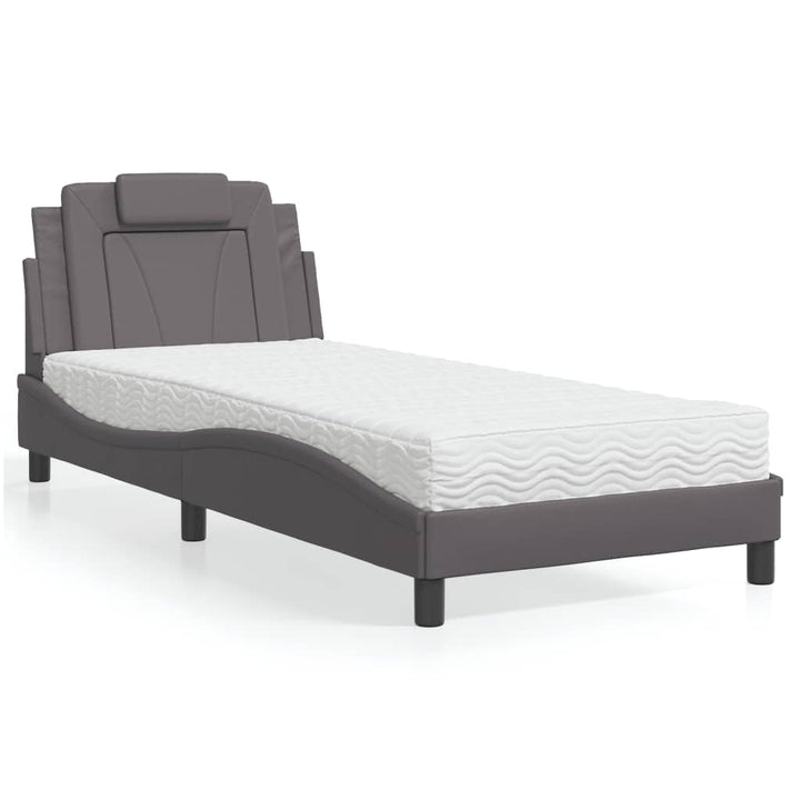 seng Viana med madras 90x190 cm kunstlæder grå
