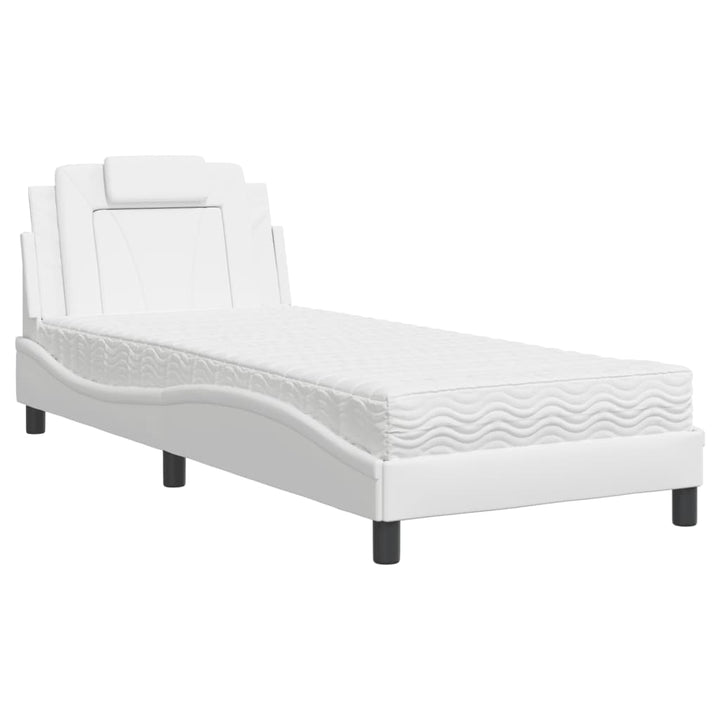 seng Viana med madras 90x200 cm kunstlæder hvid