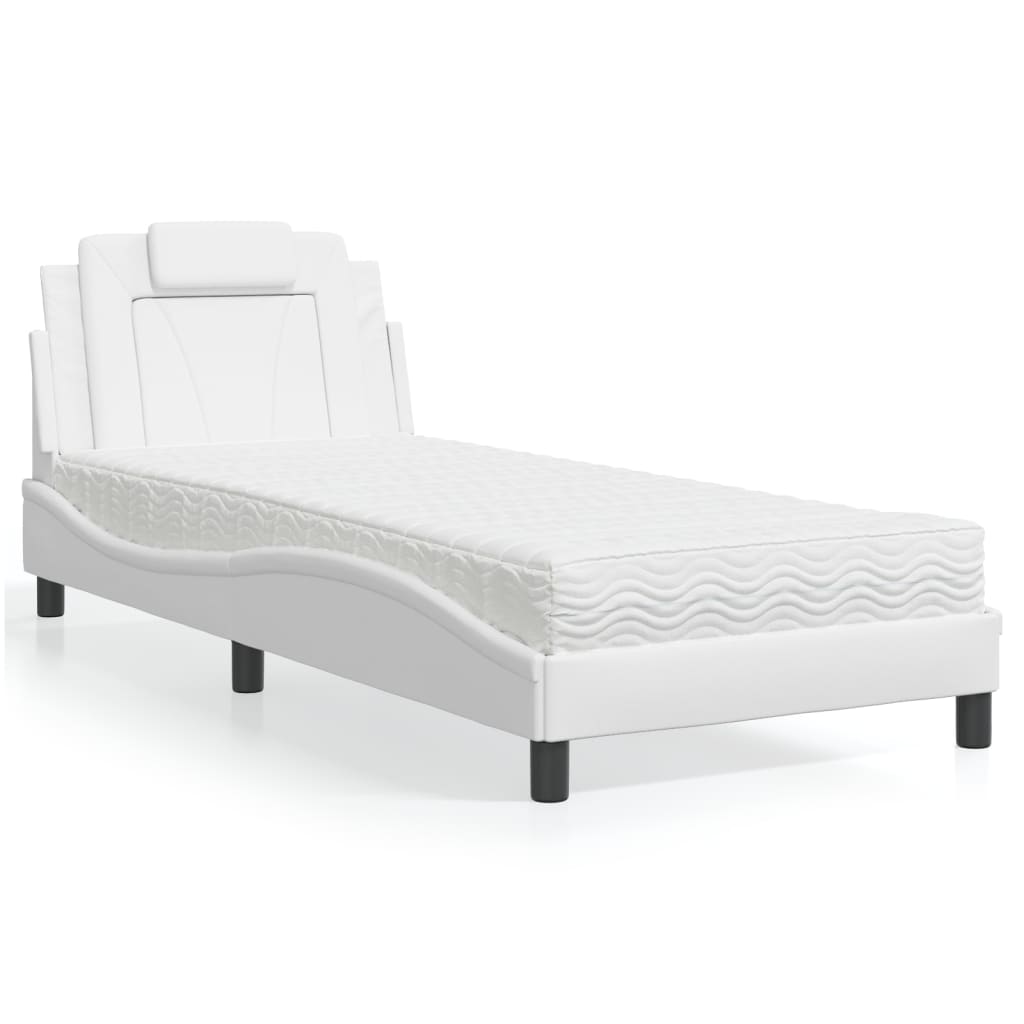 seng Viana med madras 90x200 cm kunstlæder hvid