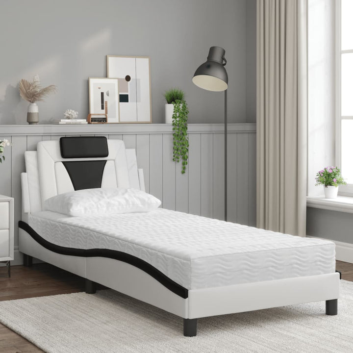 seng Viana med madras 90x200 cm kunstlæder sort og hvid