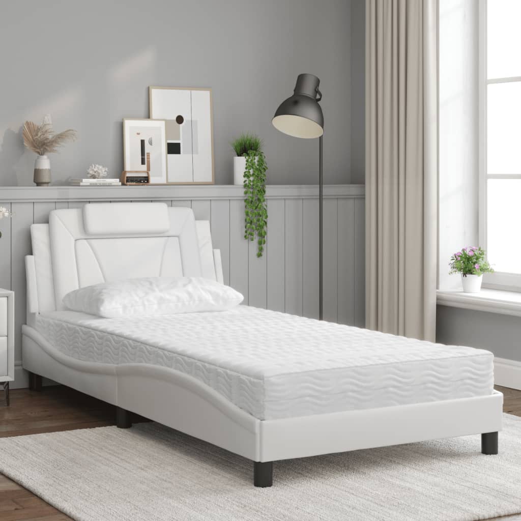 seng Viana med madras 100x200 cm kunstlæder hvid