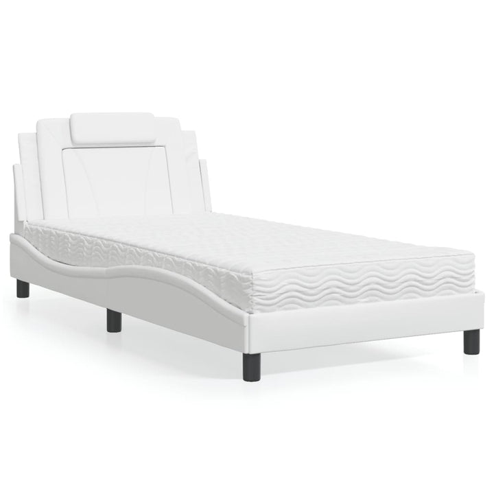 seng Viana med madras 100x200 cm kunstlæder hvid
