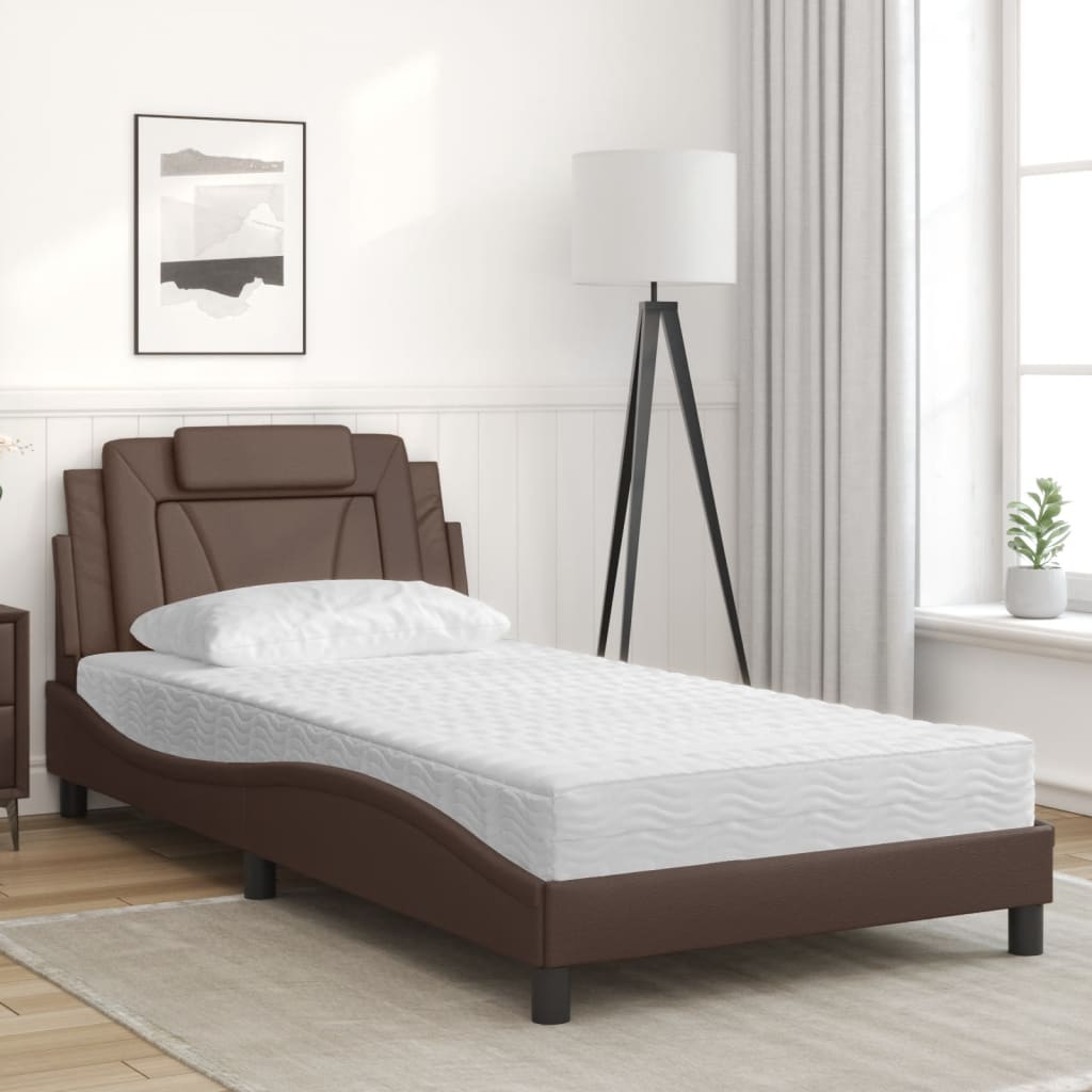 seng Viana med madras 100x200 cm kunstlæder brun