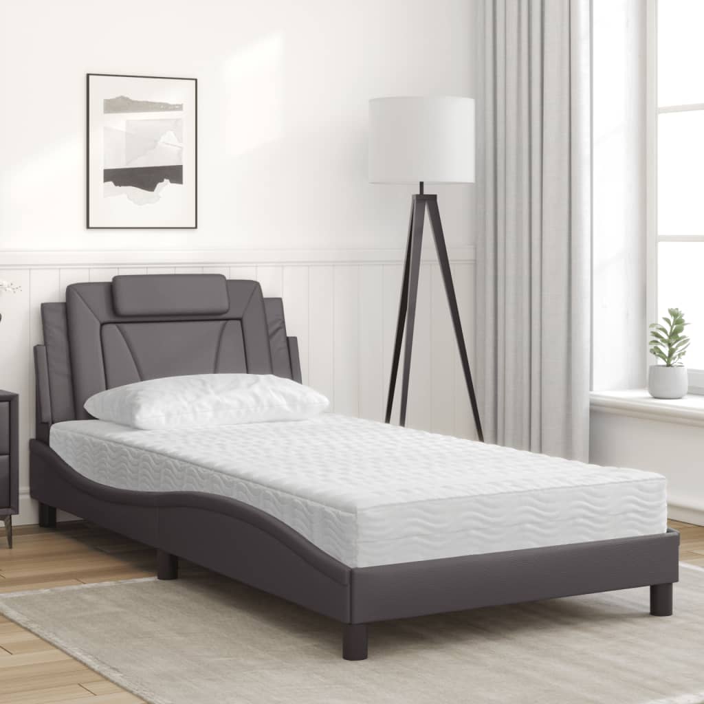 seng Viana med madras 100x200 cm kunstlæder grå