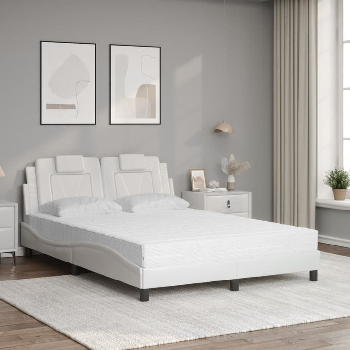 seng Viana med madras 120x200 cm kunstlæder hvid